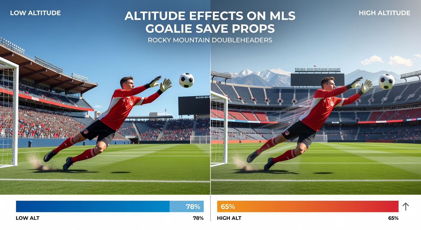 MLS goalkeeper making a save at high altitude during a Rocky Mountain match