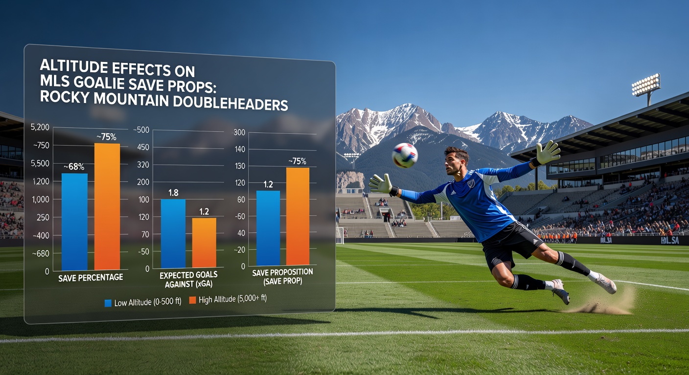 Data chart showing goalkeeper save percentages at altitude versus sea level in MLS games