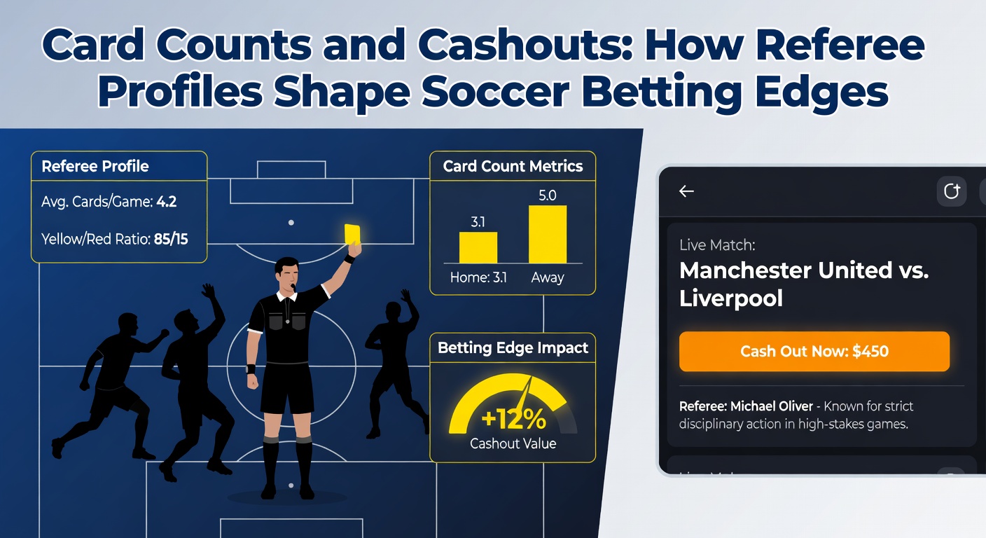 Data visualization of referee card statistics across major soccer leagues, showing averages and trends