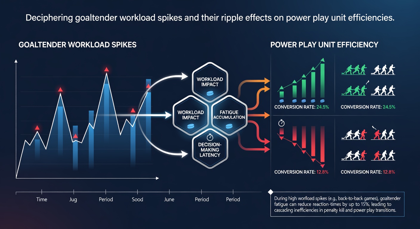 Power play unit setup on the ice during an NHL game, highlighting player positioning and coaching adjustments