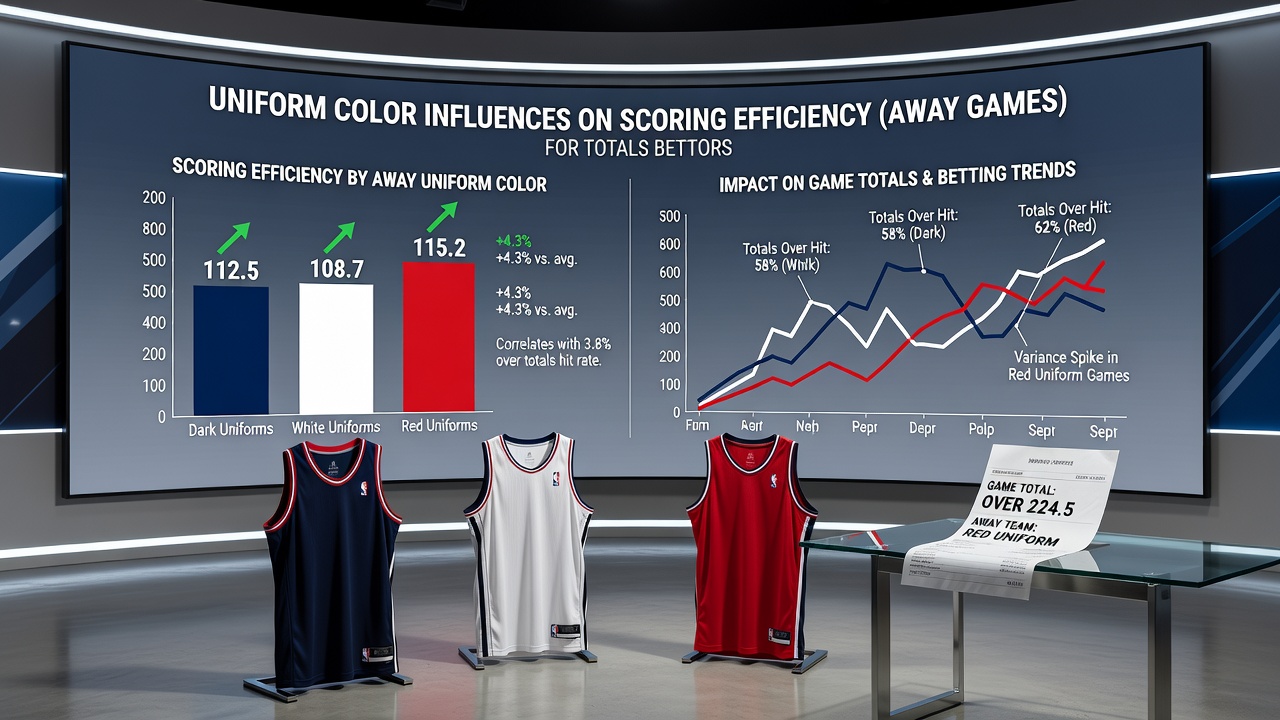 Close-up of NBA away game action showing uniform color contrasts and player positioning that influence shot selection and efficiency metrics