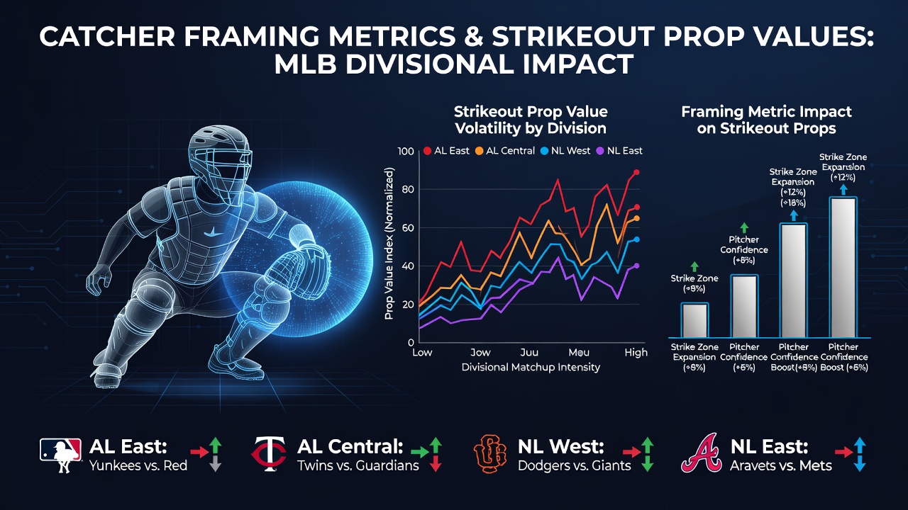 Detailed chart of catcher framing metrics impacting MLB strikeout props in divisional matchups