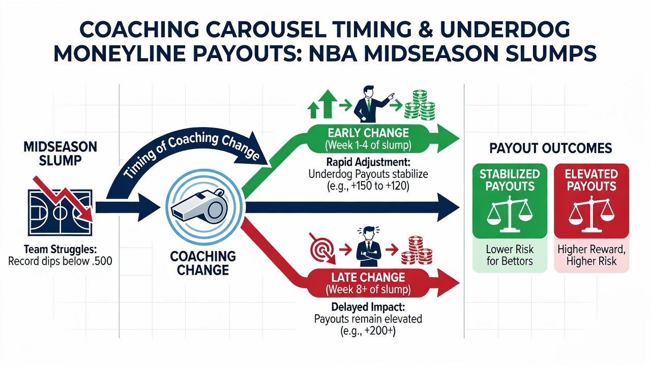 Sportsbook odds screen displaying NBA moneyline shifts after coaching change announcement