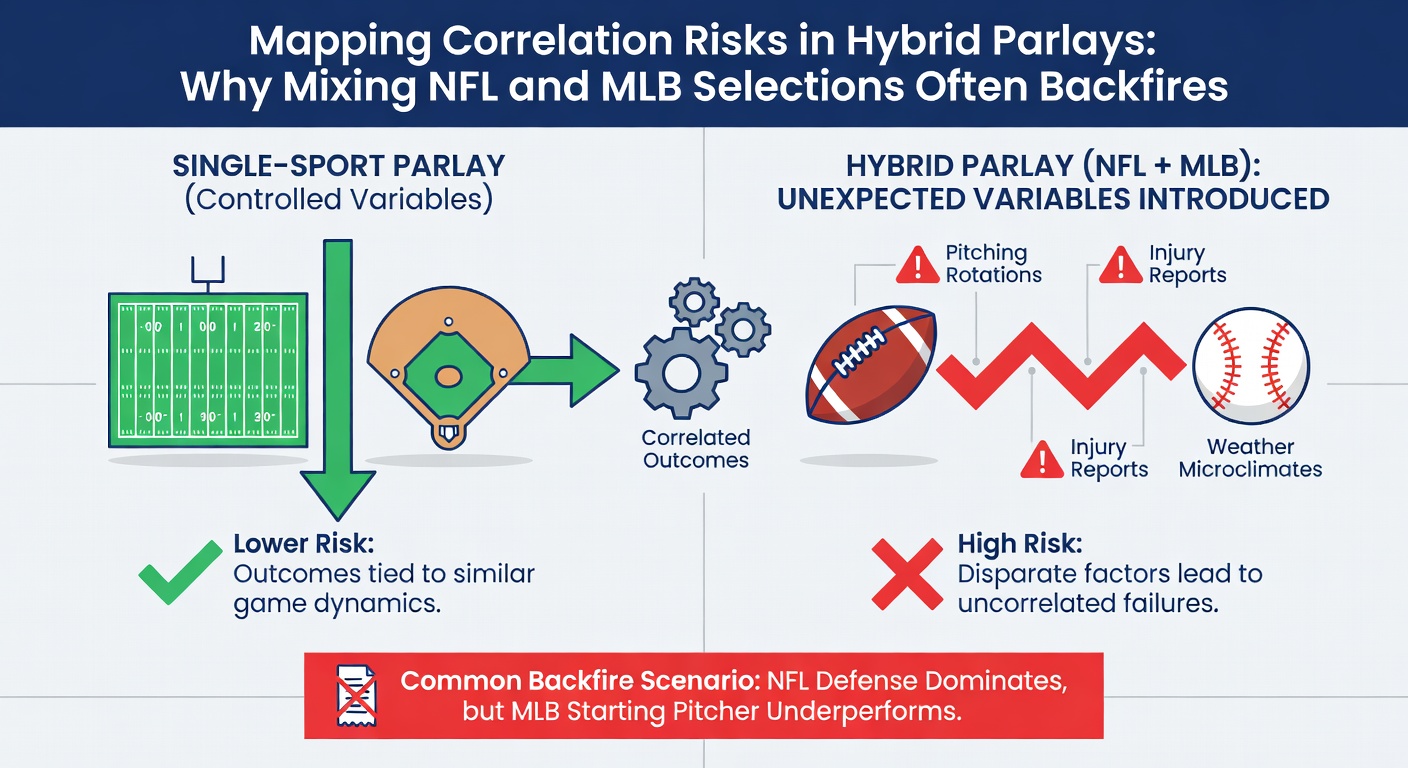 Chart illustrating variance increase when NFL and MLB selections are combined in parlays
