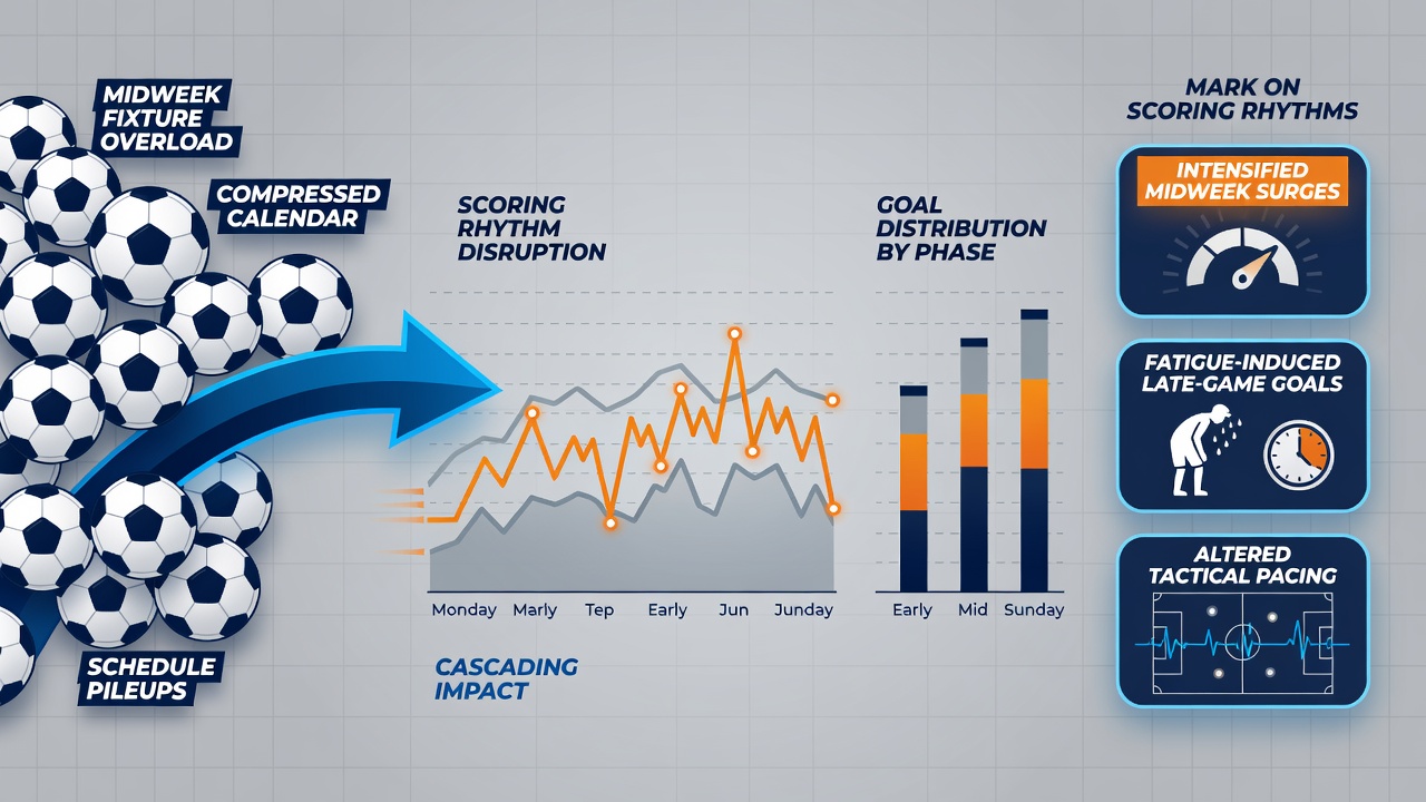 Graph depicting goal averages in midweek versus weekend matches