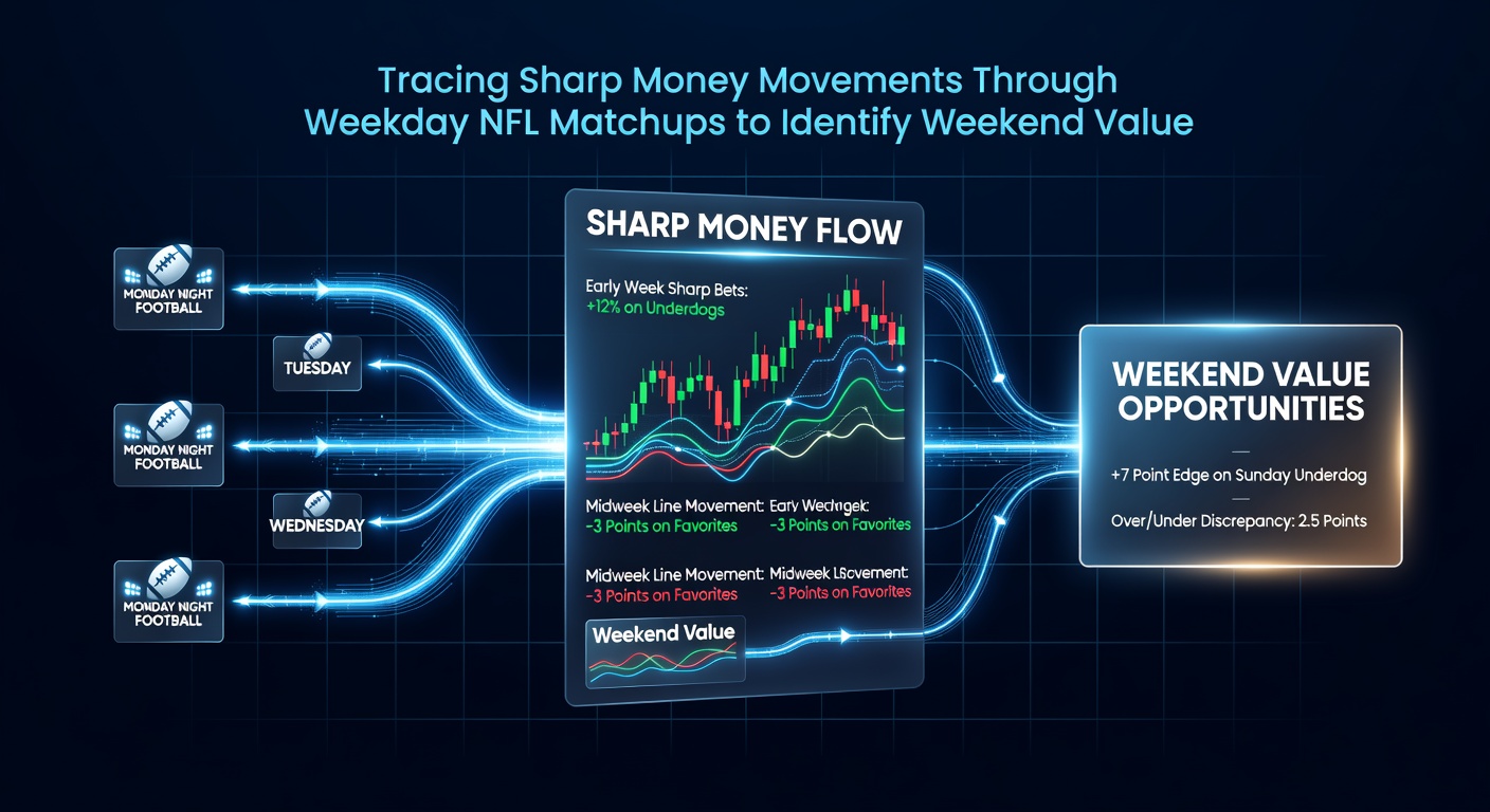 Chart showing line movement patterns from weekday NFL games influencing weekend betting markets
